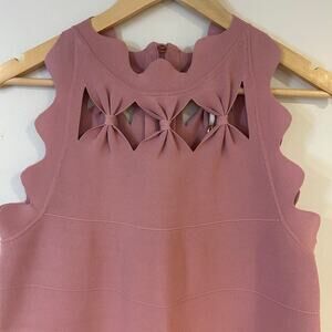 TED BAKER Sz 6 Dusty Rose Cut Out Bow Zip Back Lightweight Romantic Classic NWT